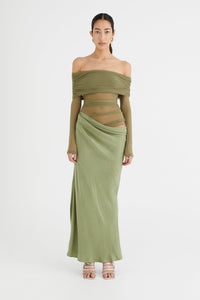 Lillian – Schulterfreies, transparentes Maxi-Netzkleid im modernen Stil