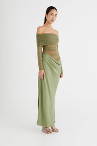 Lillian – Schulterfreies, transparentes Maxi-Netzkleid im modernen Stil