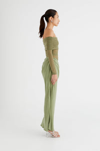 Lillian – Schulterfreies, transparentes Maxi-Netzkleid im modernen Stil