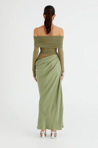 Lillian – Schulterfreies, transparentes Maxi-Netzkleid im modernen Stil