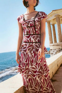 Kurzärmeliges Blumenkleid im modernen Stil
