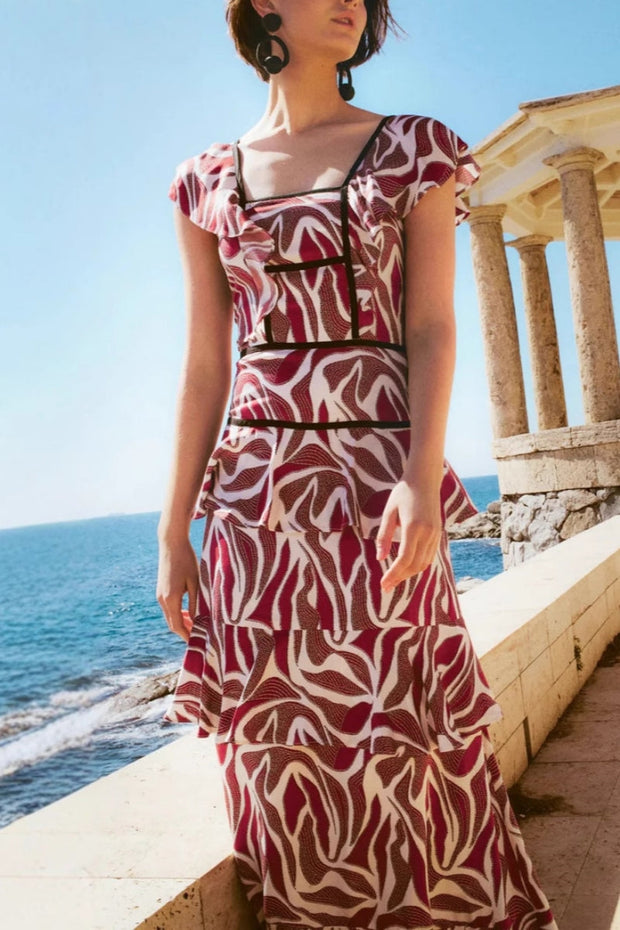 Kurzärmeliges Blumenkleid im modernen Stil