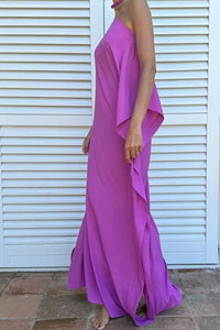Fließender asymmetrischer Kaftan mit Gürtel im modernen Stil