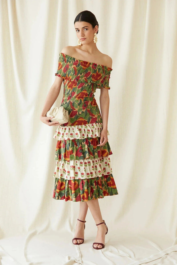 Multicolor Mai Kleid in Midi-Länge