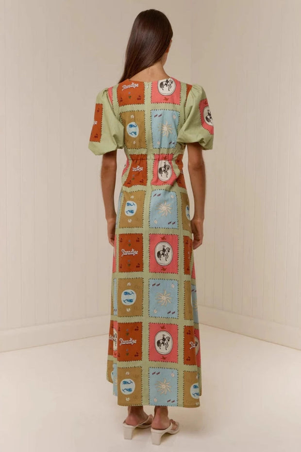 Leinen-Kleid mit Rundhals und Taillierung