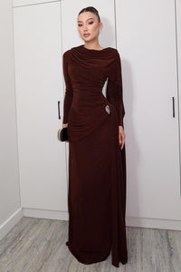 Maxikleid langärmelig und Drapierung