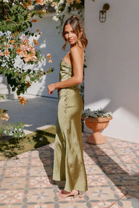 Margot Langes Kleid - Olivgrün