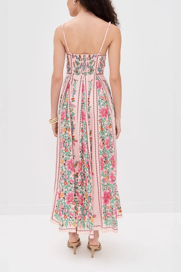 Bedrucktes Trägerkleid mit Perlen für den Urlaub im modernen Stil