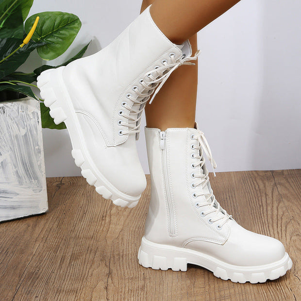 Damen Plateau Stiefel im Dirndl Stil mit Blockabsatz - Viktoria