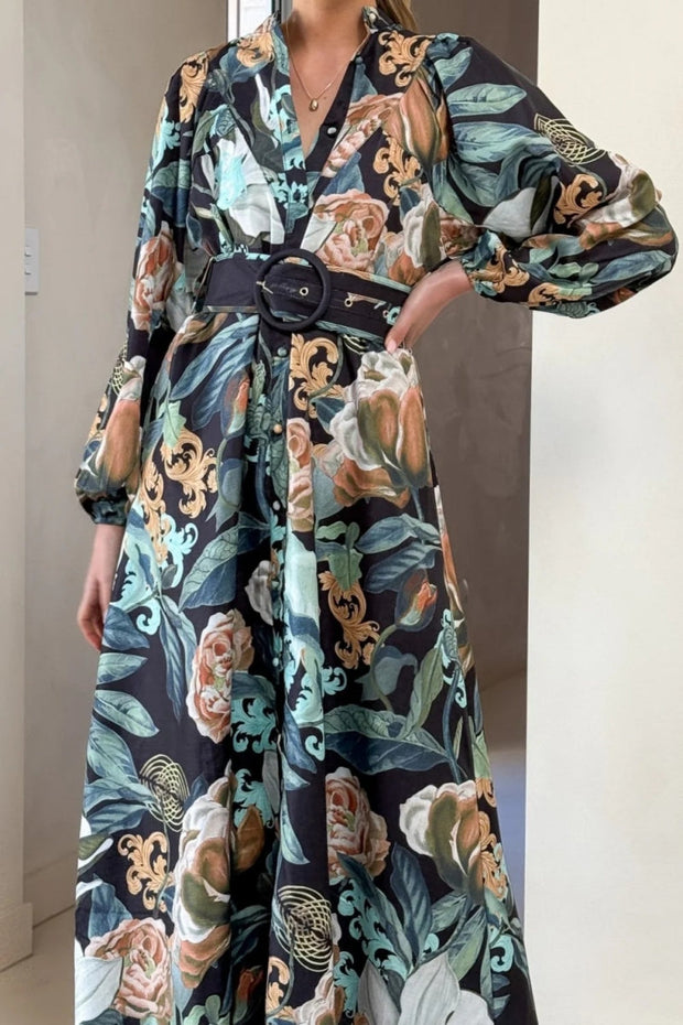 Lässiges Kleid mit Gürtel und Puffärmeln im modernen Stil