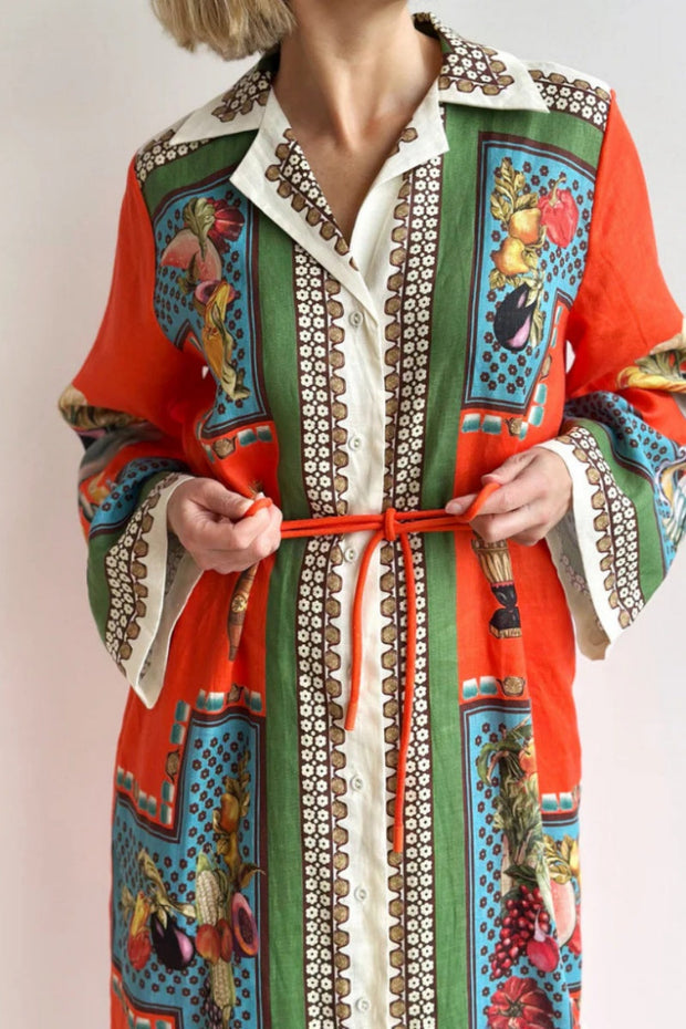 Leinenkleid langärmelig und Taillenschnitt