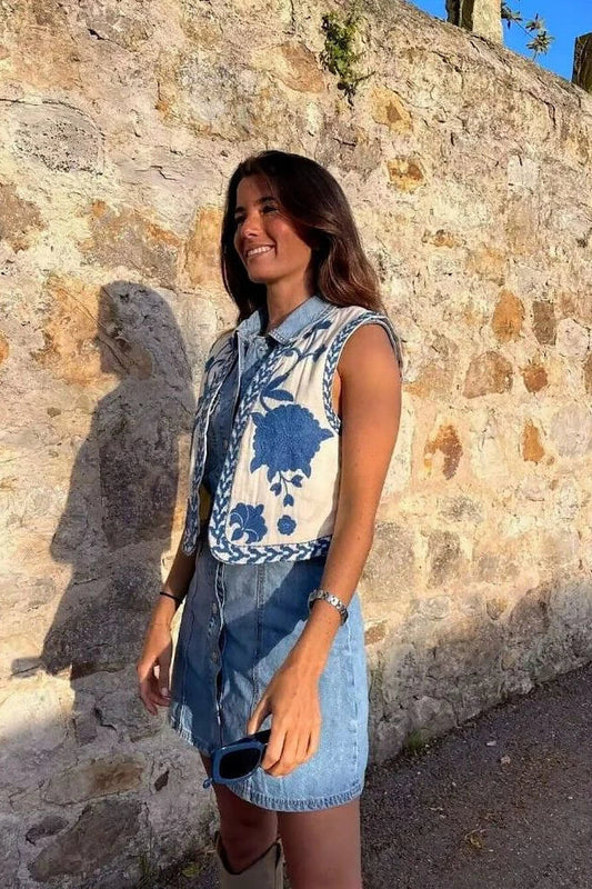 Angeline Blaue Weste im modernen Stil