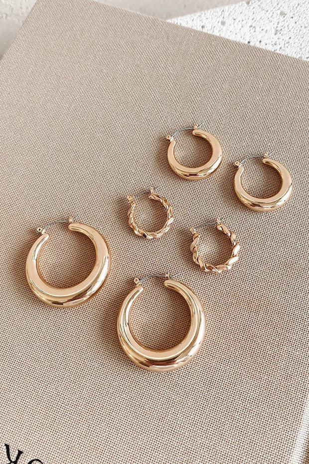 Klassisches Creolen-Set - Gold im modernen Stil