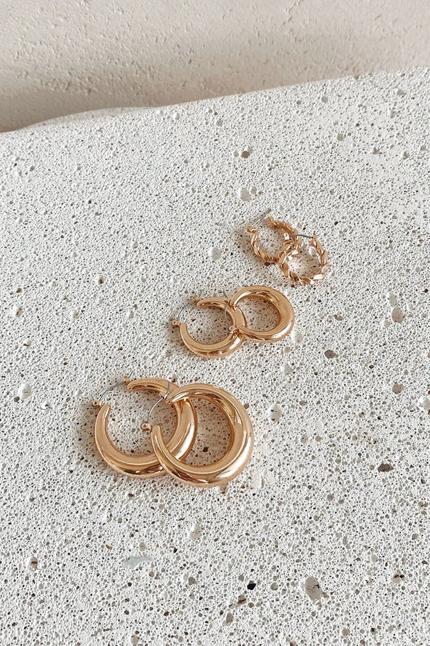 Klassisches Creolen-Set - Gold im modernen Stil