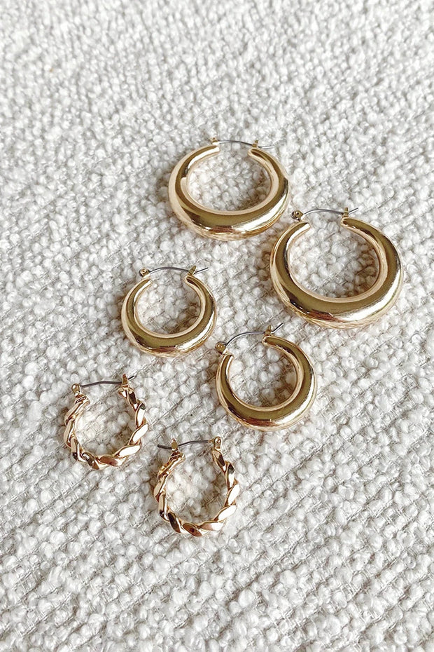 Klassisches Creolen-Set - Gold im modernen Stil