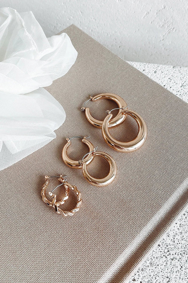 Klassisches Creolen-Set - Gold im modernen Stil
