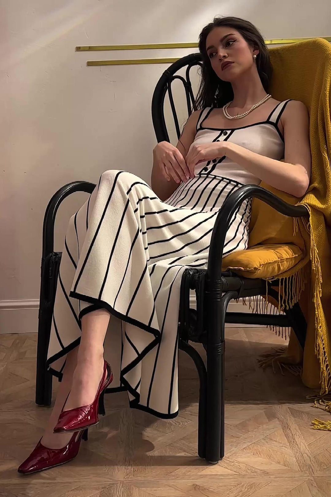 Pag Strick-Cami-Kleid in Midi-Länge
