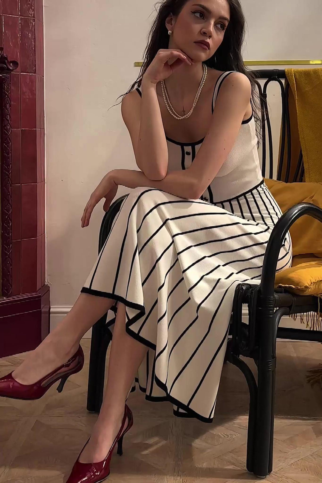 Pag Strick-Cami-Kleid in Midi-Länge