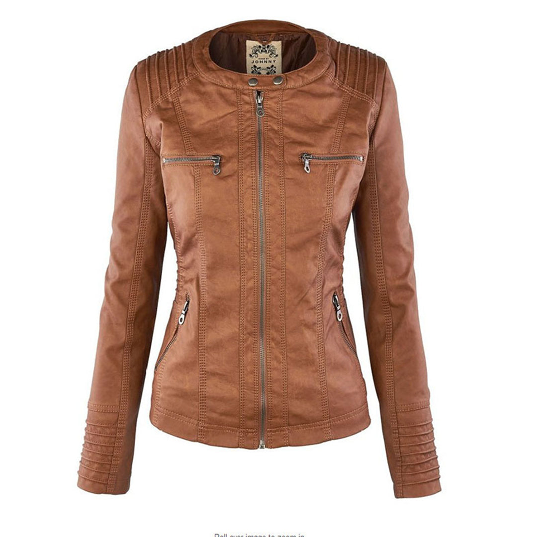 Lederjacke mit Kapuze und wetterfester Ausführung