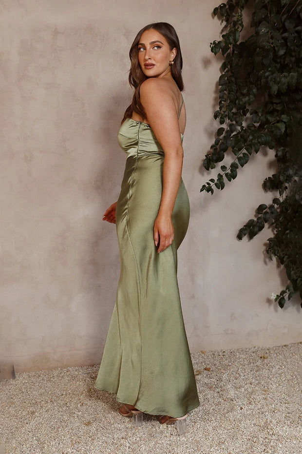 Margot Langes Kleid - Olivgrün