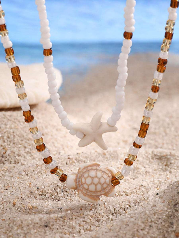 Strand-Seestern-Muschel-Halskette im modernen Stil