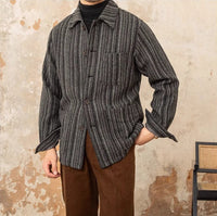 Jacke aus Wollmischung mit Fischgrätmuster und Streifenmuster