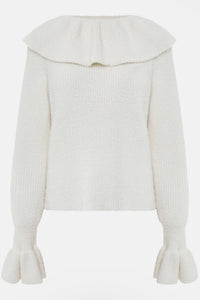 Pullover in warmem Farbton mit Rüschen im modernen Stil
