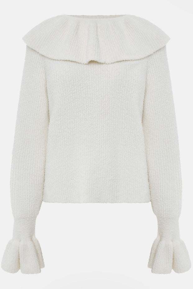 Pullover in warmem Farbton mit Rüschen im modernen Stil