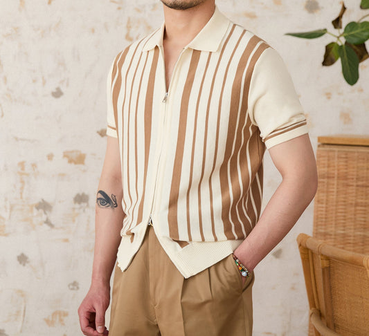 Strickjacke aus Baumwolle mit Streifenmuster