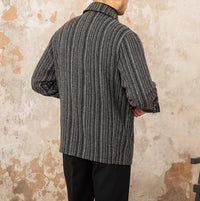 Jacke aus Wollmischung mit Fischgrätmuster und Streifenmuster