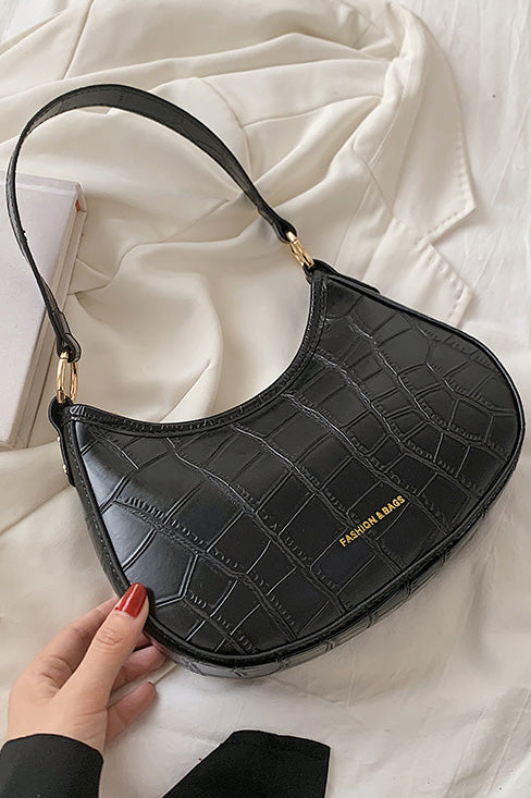 Schwarze Croc Mini Hobo Tasche im modernen Stil