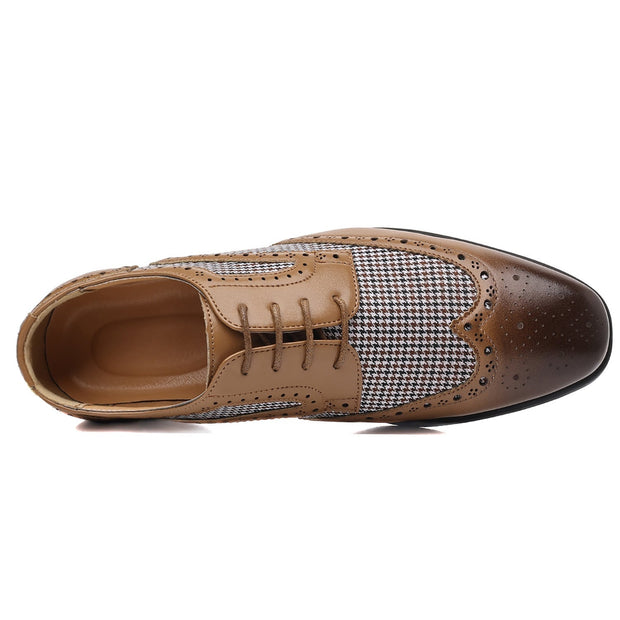 Herren Leder Oxford Schuhe mit Karomuster - Henrik