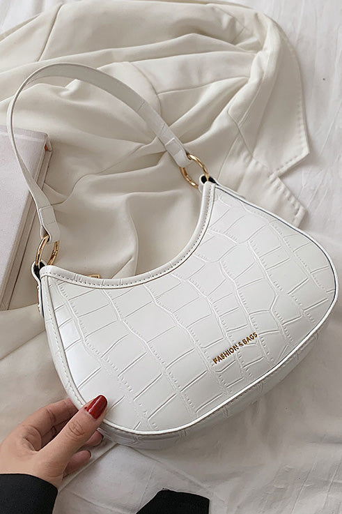 Schwarze Croc Mini Hobo Tasche im modernen Stil
