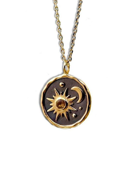 Boho Sonne Mond Halskette im modernen Stil