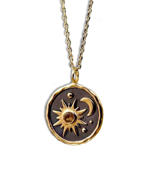 Boho Sonne Mond Halskette im modernen Stil