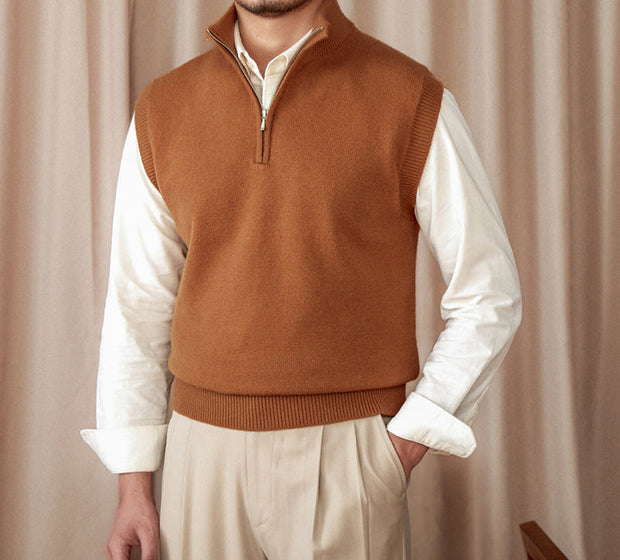Pullover mit kurzem Reißverschluss und langen Ärmeln im Vintage-Stil