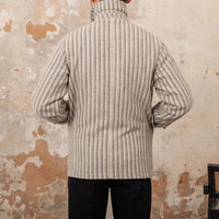 Jacke aus Wollmischung mit Fischgrätmuster und Streifenmuster