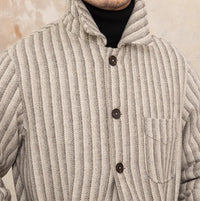 Jacke aus Wollmischung mit Fischgrätmuster und Streifenmuster