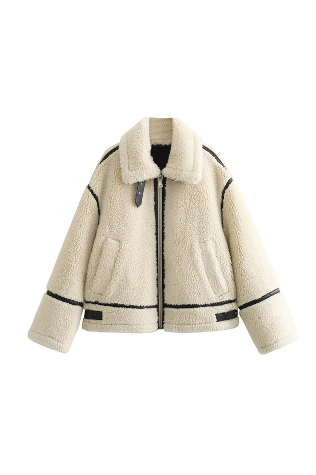 Moto Lammfelljacke im modernen Stil