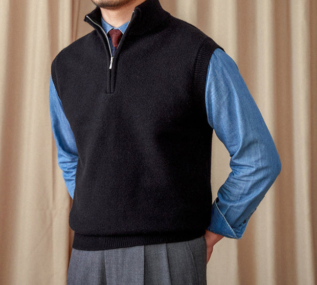 Pullover mit kurzem Reißverschluss und langen Ärmeln im Vintage-Stil