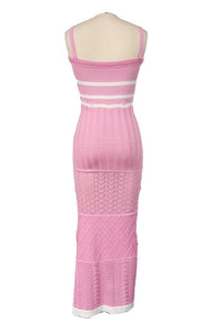 Esther – Gestricktes Langes Kleid mit Schlitz und Aussparungen