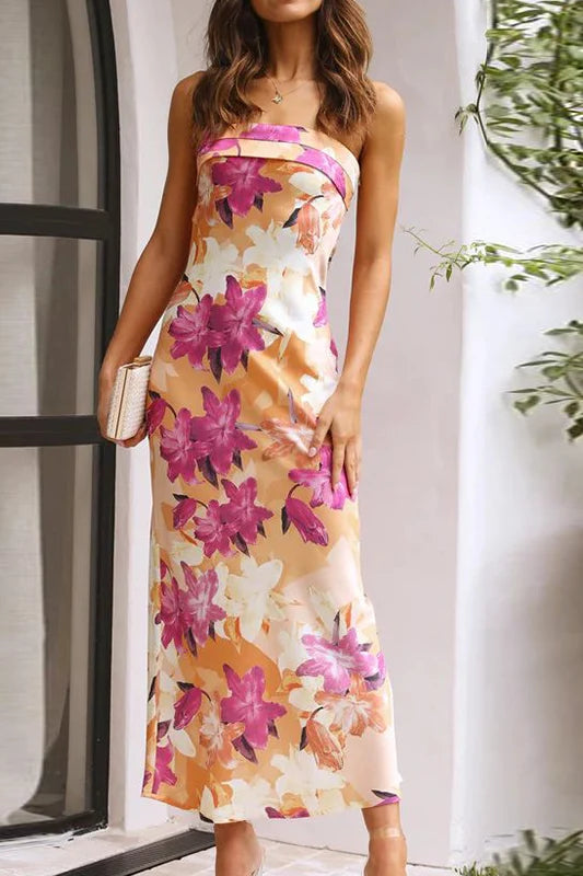 Miya Maxikleid - Orange/Rosa-Muster