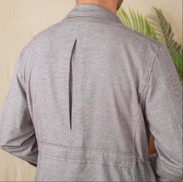 Jagdjacke aus Baumwolle mit Fischgrätmuster und Jagd-Details