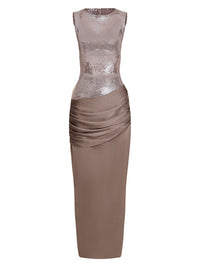 Elegantes Langes Kleid aus Satin mit Pailletten