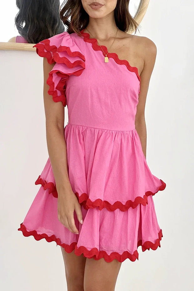 Daisuke Kurzes Kleid - Rosa / Rot
