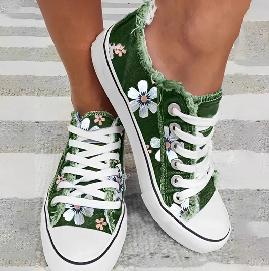 Rena - Trendige Damen-Sneaker mit floralem Denim-Muster für einen stylischen Look