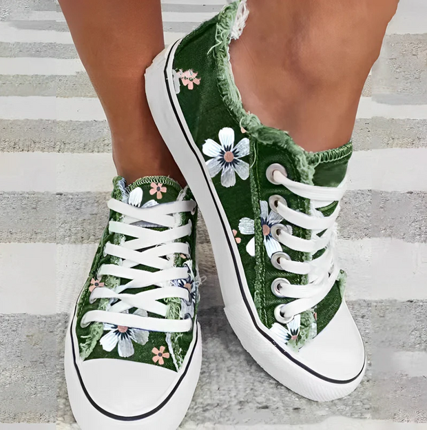 Rena - Trendige Damen-Sneaker mit floralem Denim-Muster für einen stylischen Look