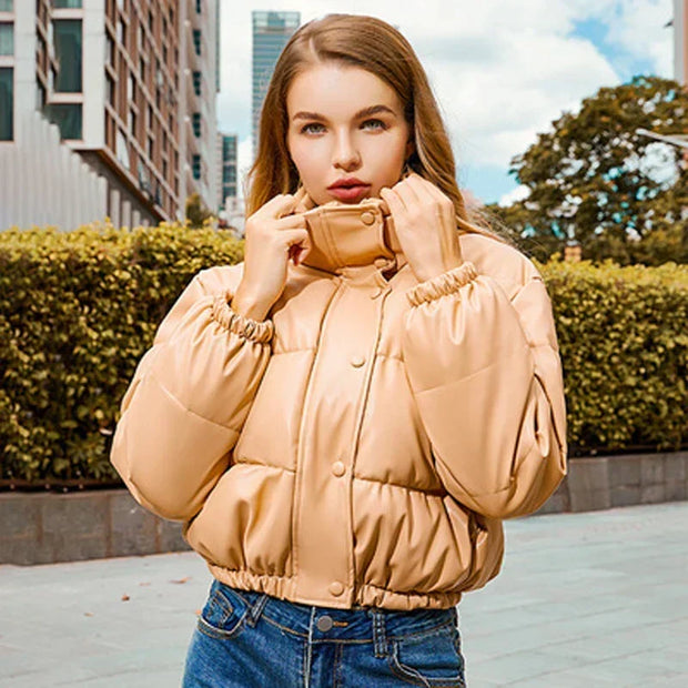 Wattierte Lederjacke mit moderner Optik