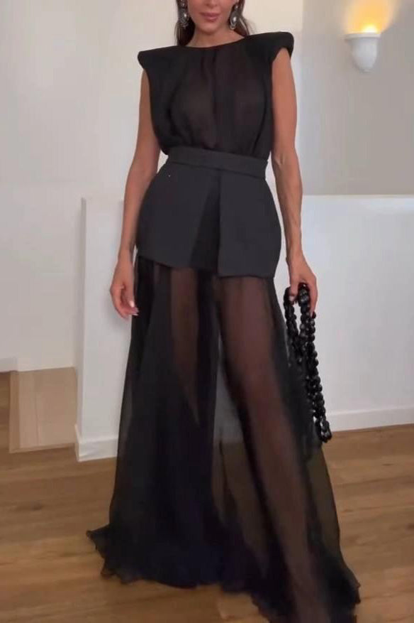 Maxikleid aus transparentem Netzstoff
