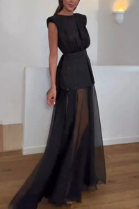 Maxikleid aus transparentem Netzstoff